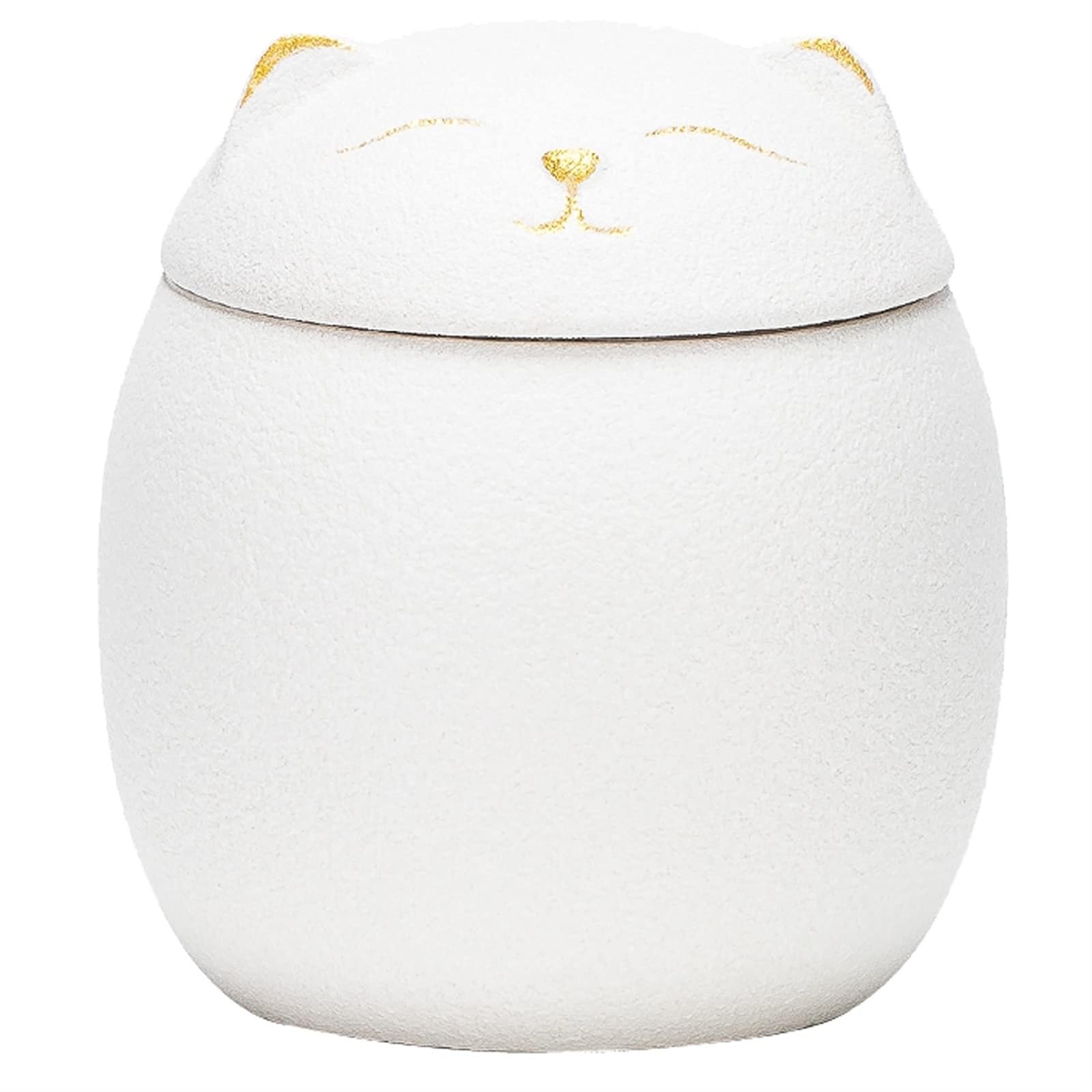 Urne Funéraire Chat En Céramique - Pour Cendres Animaux - Blanc Doré - 12x13x20 Cm - Capacité 850 Ml - Intérieur/extérieur