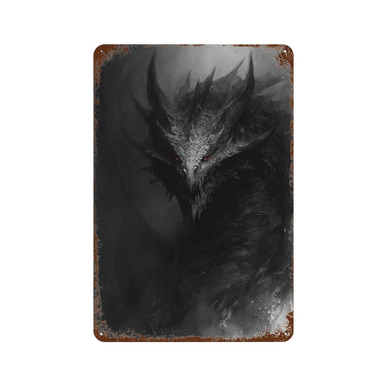 Dark Demon Head Artwork Retro Metal Sign 11.8"x7.9", Classic Wall Plaque for Garage, Pub Or Kitchen