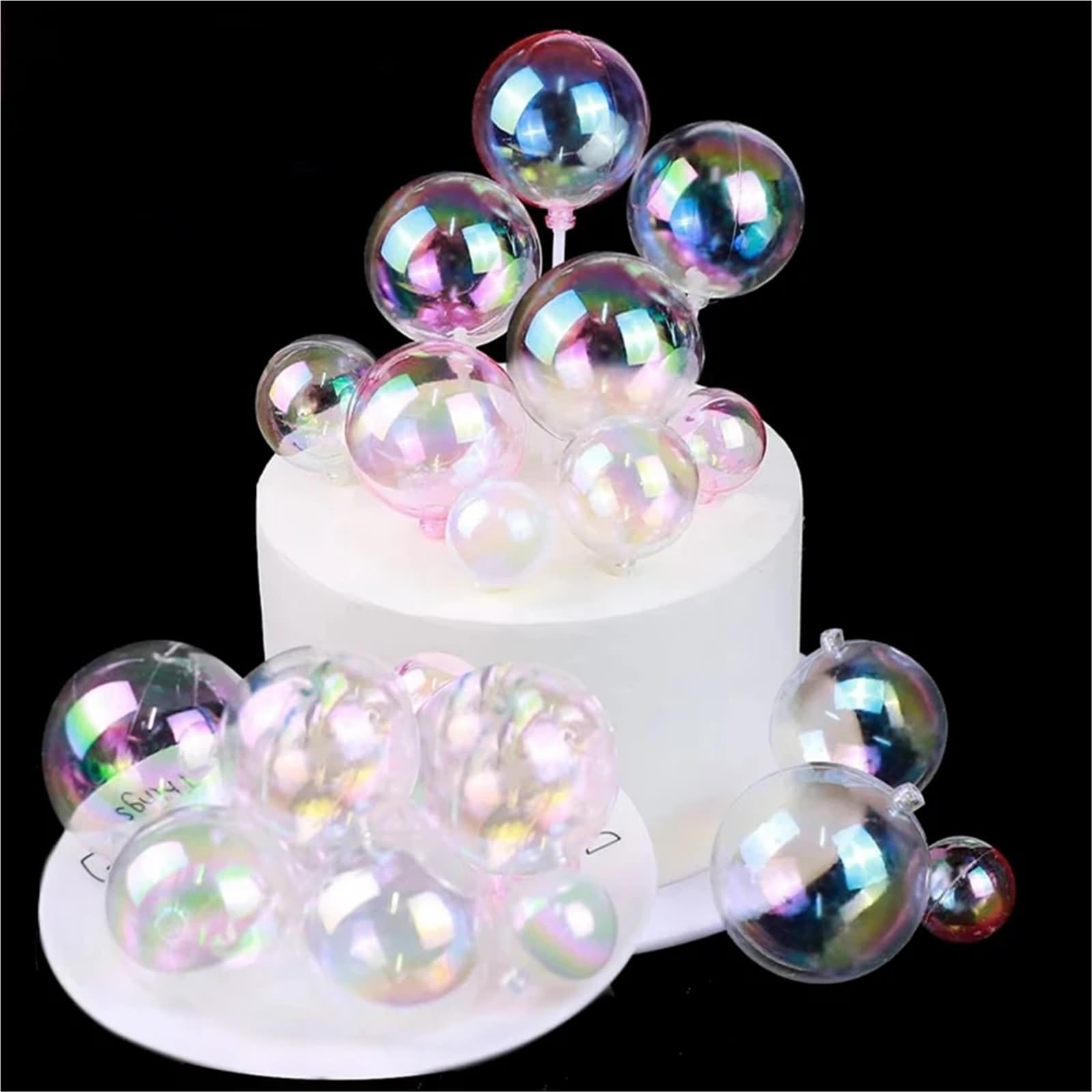 Lot de 100 mini ballons en mousse pour décoration de gâteau - Transparent, 5 cm