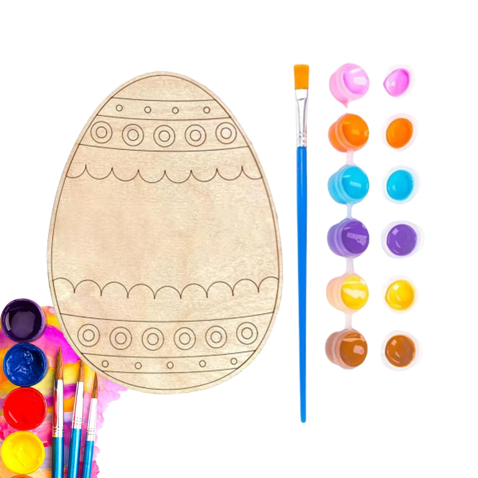 Generico Uova di Pasqua in Legno da Decorare Set per Creazioni in Legno