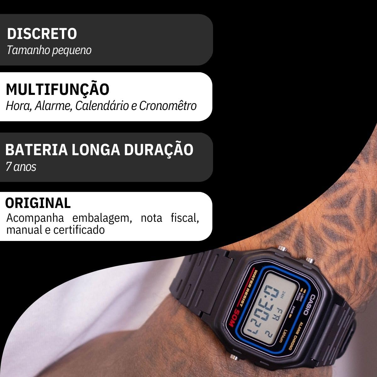 Casio W59-1V, Orologio da polso Uomo