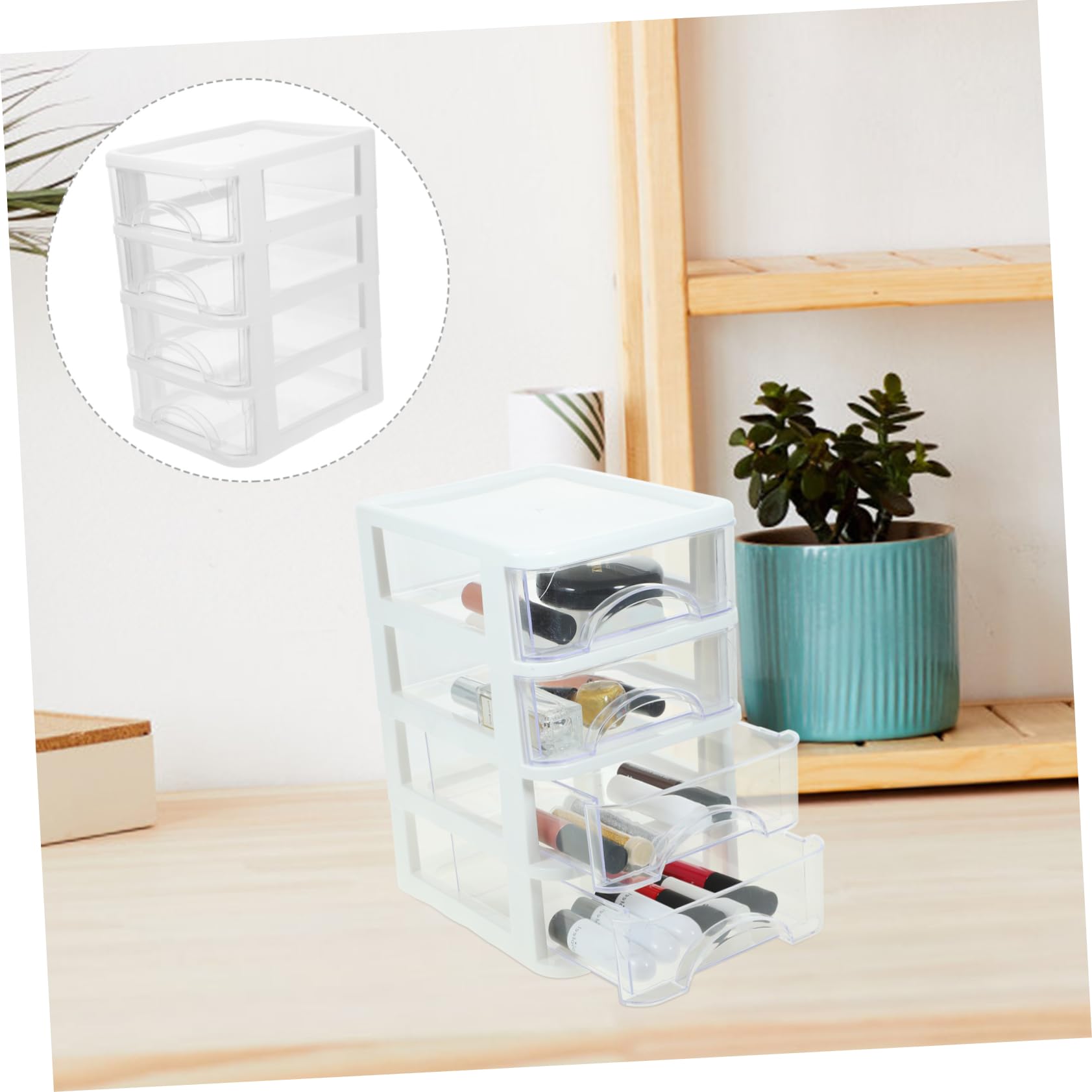 LABRIMP Organizer da Scrivania in Plastica Bianca Strati, Scatola Portaoggetti Pratica e Semplice per Decorazione Casa e Ufficio