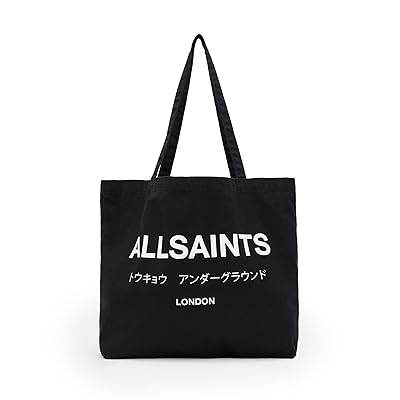 AllSaints Underground Tote Handbags Black/Chalk 2, Cotton