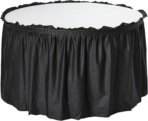 Miniatura 8 de Juvale Paquete de 6 faldas de mesa negras para mesas rectangulares, faldas de mesa de plástico desechables de 29 pulgadas x 14 pies para fiestas,