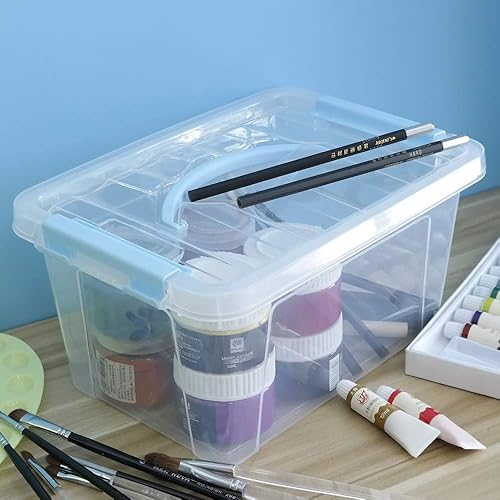 Miniatura 5 de Jekiyo Contenedor de almacenamiento de plástico transparente, caja de cierre de 6 cuartos con tapa, juego de 2, R