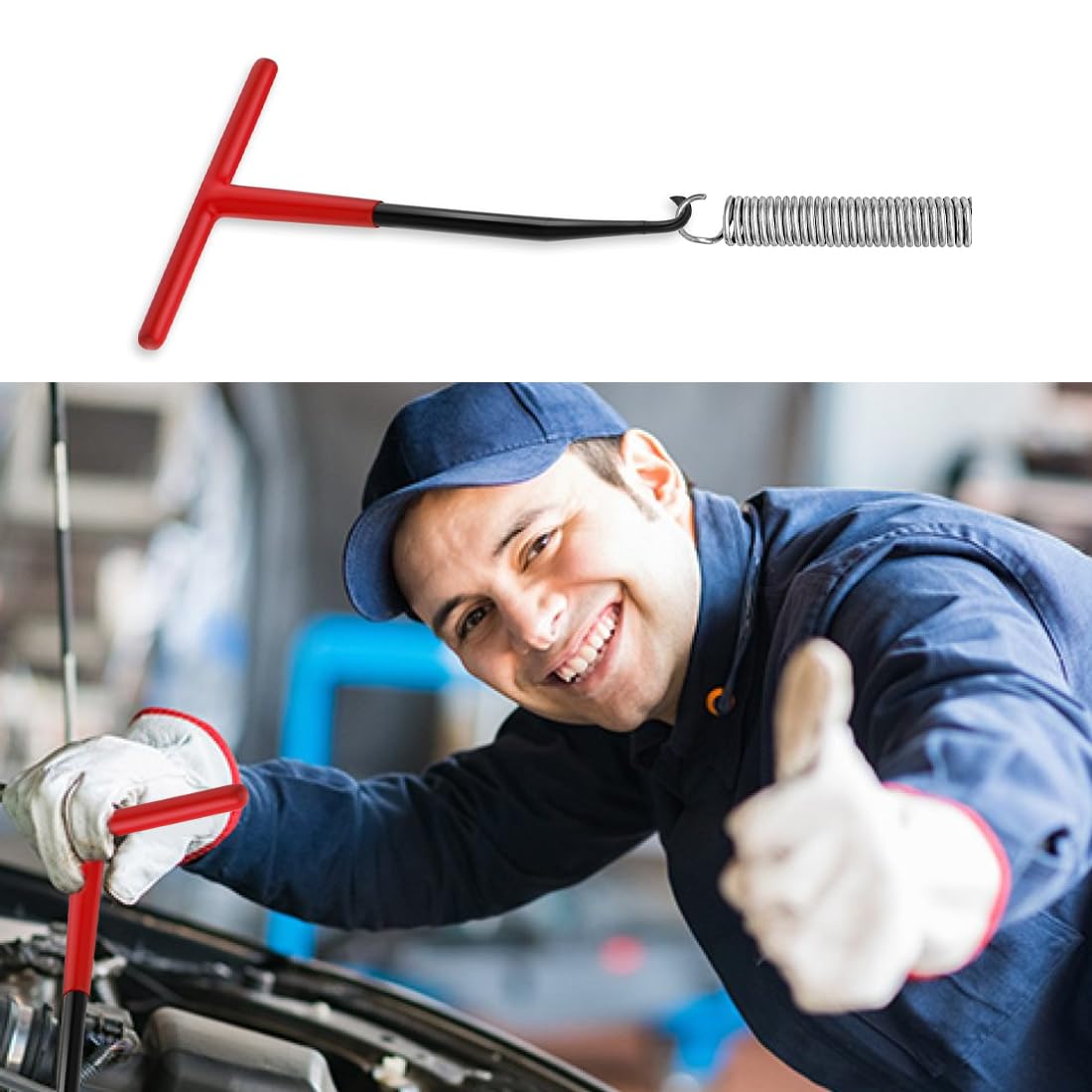 WeddHuis Tire Ressort Outil,de Ressort D'Échappement,D'Extraction de Ressort de Poignée,à Ressort en T,Ressort Echappement pour Béquille Moto,Collecteur D'Echappement,Tondeuse,Outils pour Moto