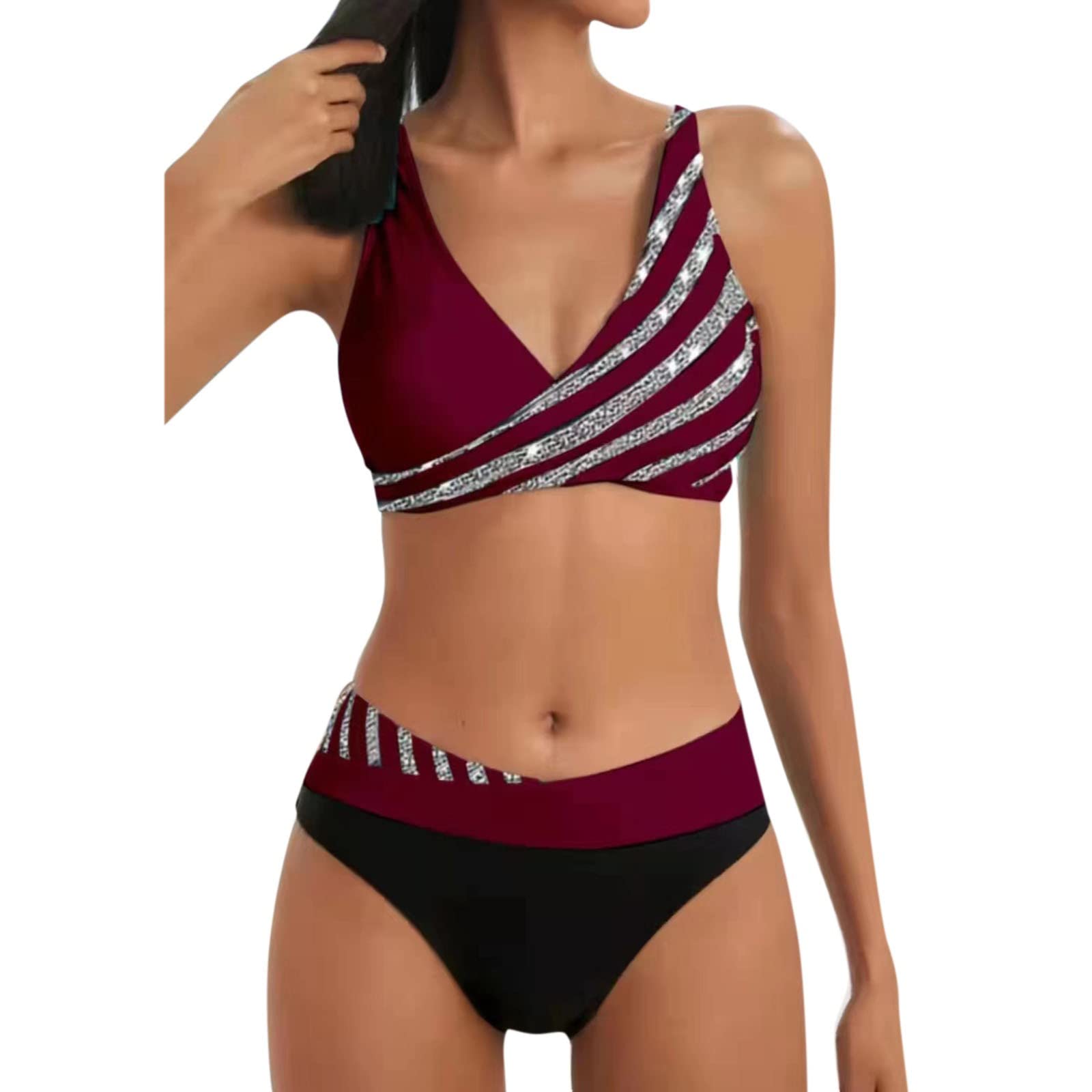 SHOBDW Bikini Menstruales Para Bañarse Mono Negro Mujer Ajustado Tankinis Cintura Alta Chaleco Mujer Verano Bañador Natacion Mujer Reductores Camisolas Mujer Braguitas Mujer Vintage Bañadores De Mujer