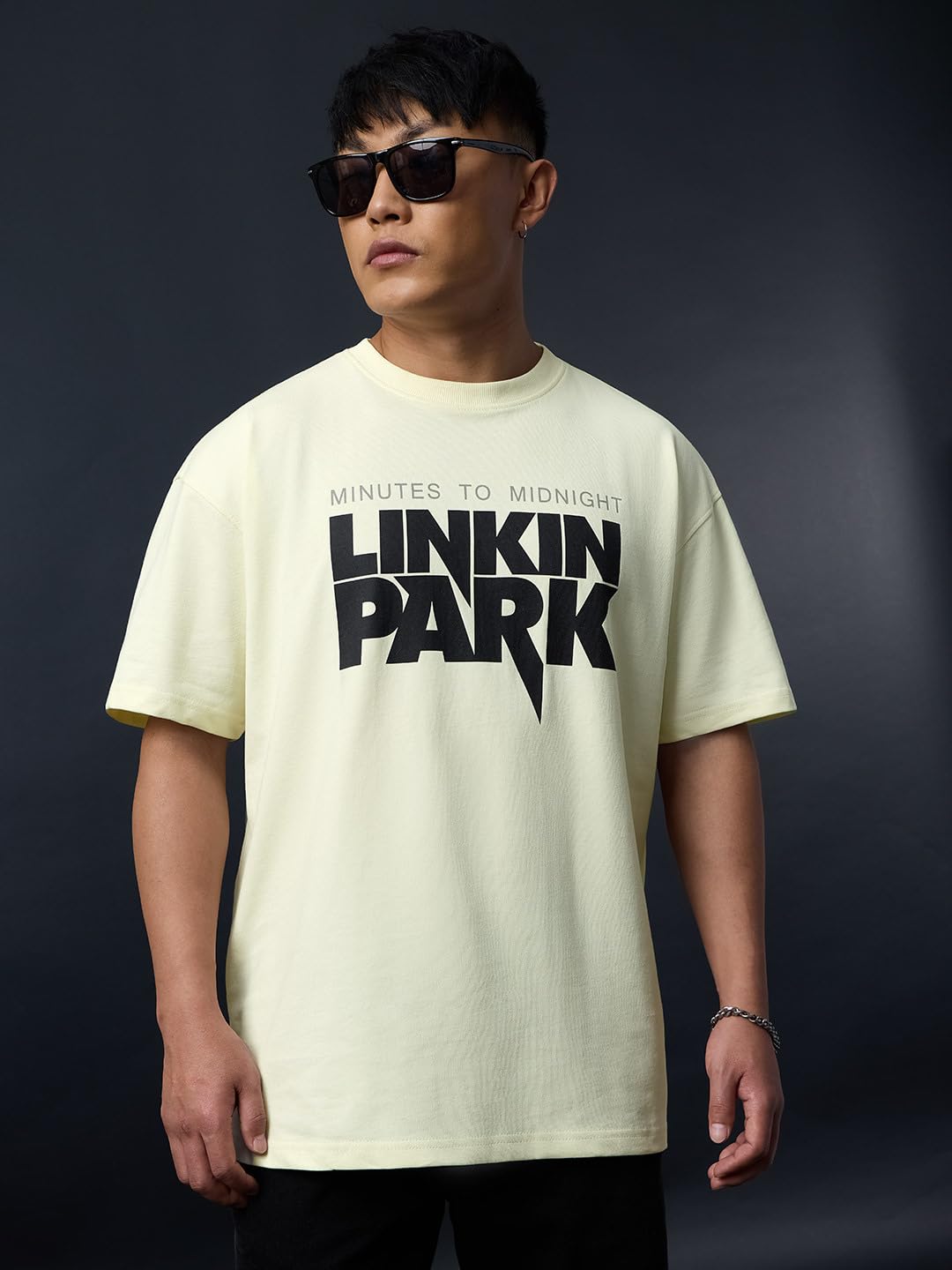 The Souled Store Linkin Park – Herren und Jungen, kurze Ärmel, Rundhalsausschnitt, Grafikdruck, lässig, leicht, schulterfrei, Streetwear, trendige, übergroße T-Shirts