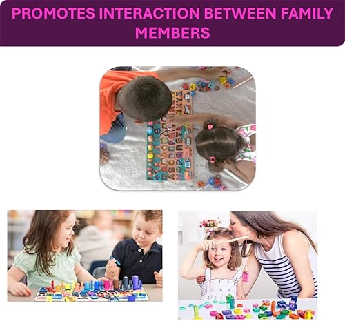 Miniatura 8 de VMLCtoys Juguetes de madera para niños pequeños, tablero logarítmico, rompecabezas de números de madera con 123 piezas. Juguetes educativos para