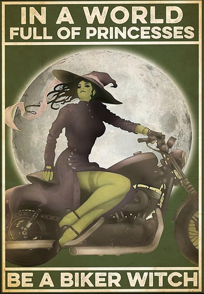Retro Metal Tin Sign Biker In A World Full Of Princesses Be A Biker Witch Halloween Wall Decor Metal Plaque Poster Home Wall Decoration Gift 12x16 Inch
