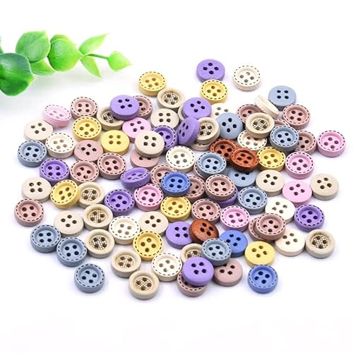 Ttndstore 50Pcs Wooden Sewing Buttons Scrapbooking Round Colorful Mixed Four Holes 10Mm Dia. Costura Botones Decorate Bottoni Botoes-Antique Copper #TOP3