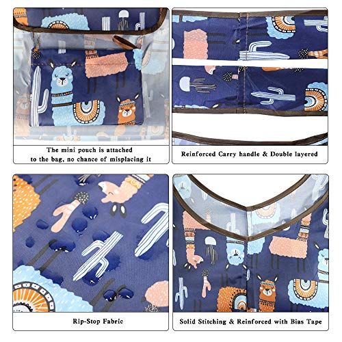 Ravmix 5-Pack Reusable Shopping Bags 55LBS XX-Large Foldable Washable Grocery Bags Heavy Duty Cloth Shopping Bags Tote Ripstop Fits in Pocket, Cute Cat Dog Owl Cactus Printing