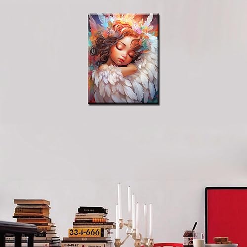 Miniatura 4 de Tucocoo Muñeca de personaje de dibujos animados, pintura al óleo por números para adultos, lindas niñas, kits de pintura de flores, lienzo para