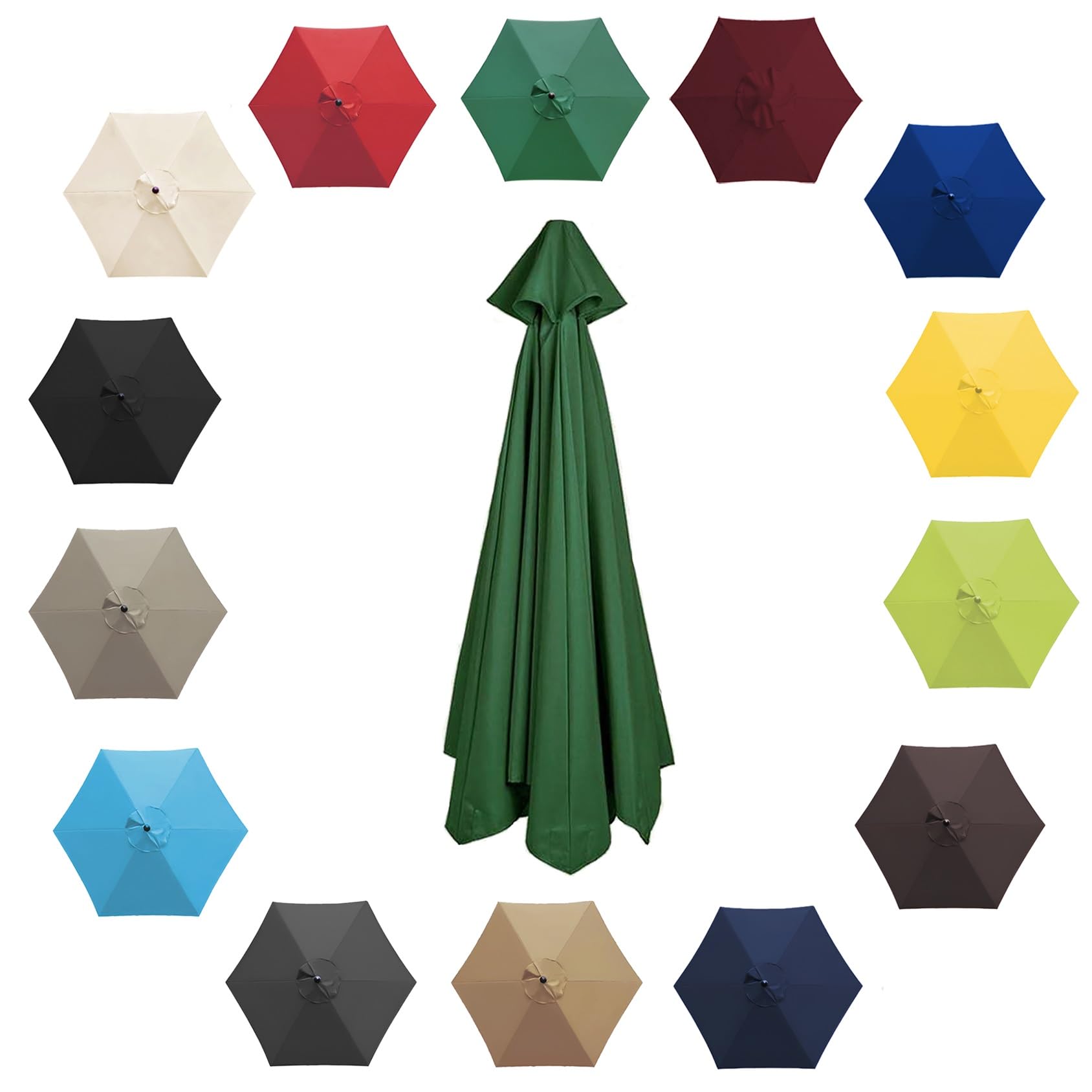 Cmjymx Unisex Green 200Cm 2.7M 300Cm Umbrella Replacement Parasol Canopy, Garden Parasol Canopy Cover For Patio Sun Umbrella, 6 Arms/8 Arms Replacement Parasol Cover, Market Table Umbrella Replacement Top(Color:,Siz