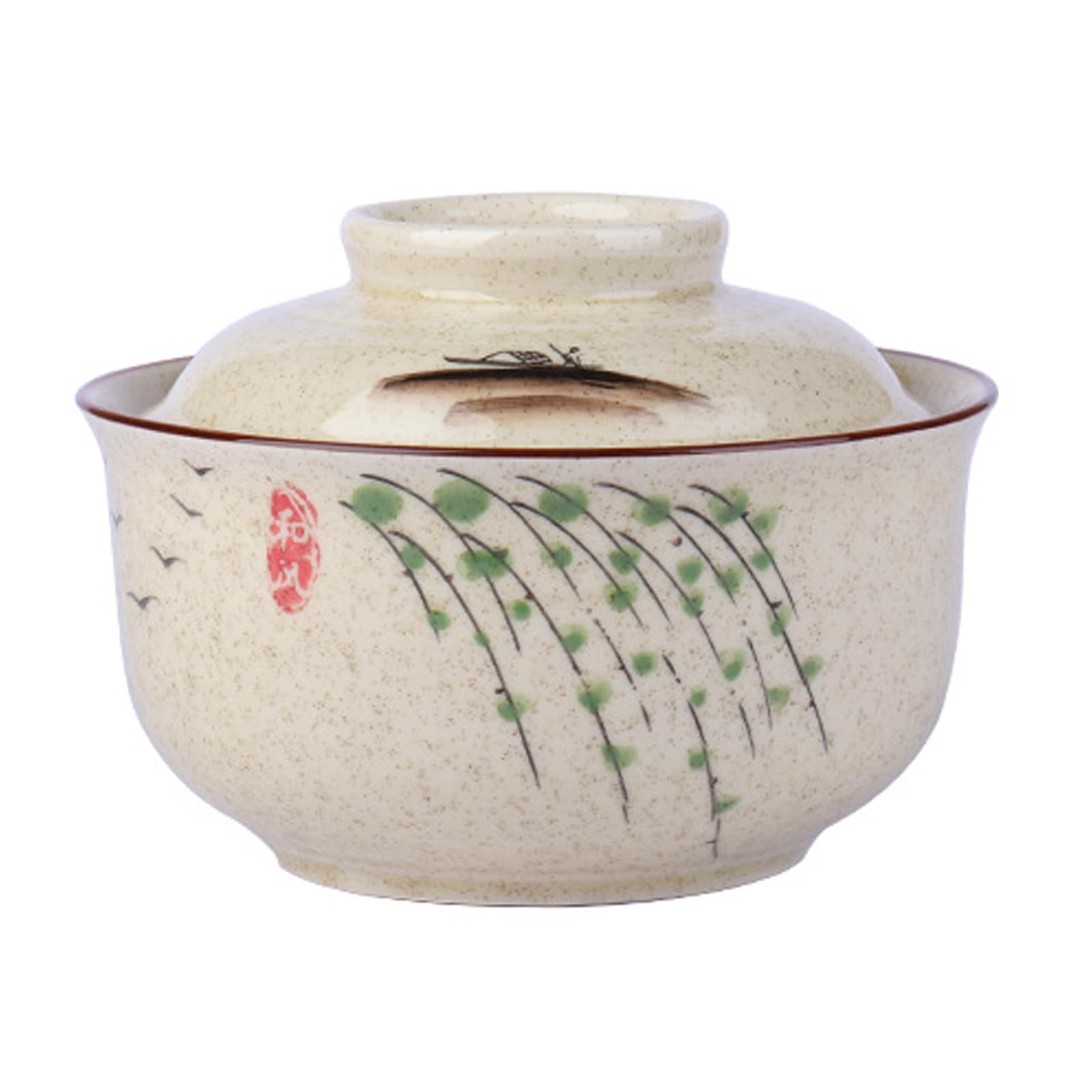 Ceramic Ramen Bowl Set including Lid - 800 ml Soup Bowls for Pho Cereals, Soup, Asian Tableware - Microwave and Dishwasher Safe
