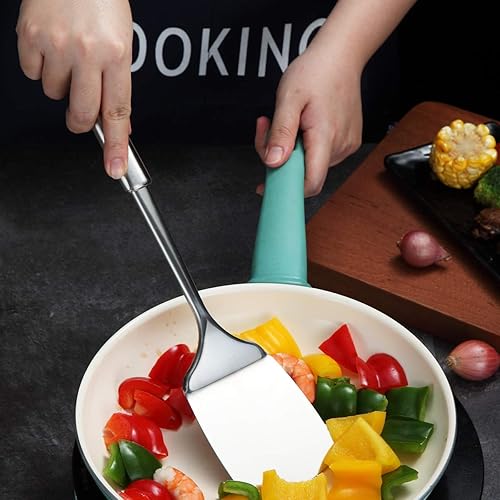 Miniatura 7 de Berglander - Espátulas de acero inoxidable, espátula sólida, espátula de barbacoa, espátula de metal para cocinar, espátulas de cocina para