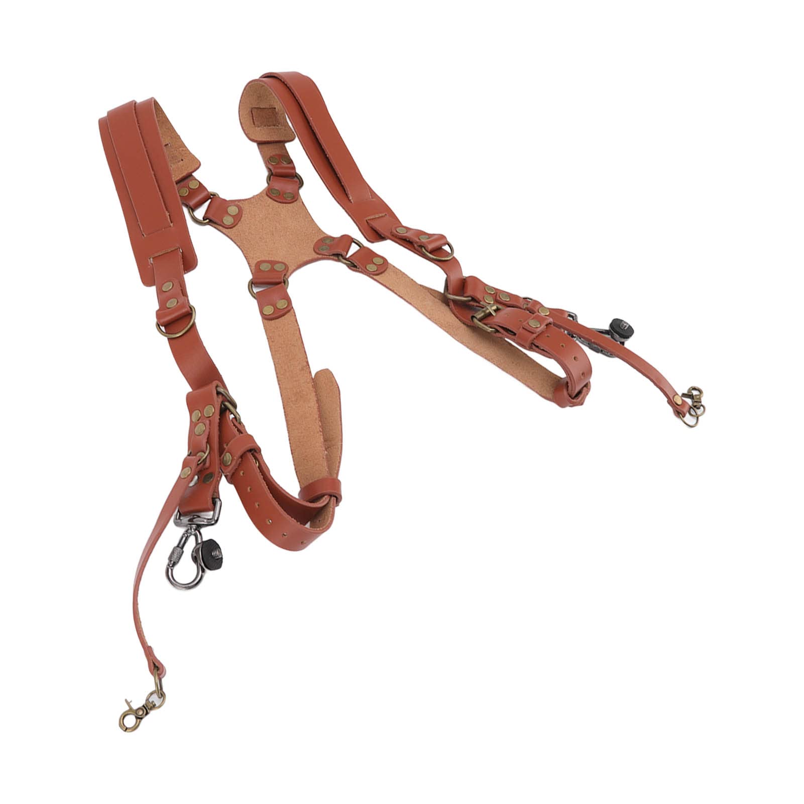 Correa para cámara de piel elegante arnés doble para 2 cámaras, cómoda correa para cámara de día de trabajo fácil, adecuada para fotógrafos al aire libre, piel/marrón/1 pieza