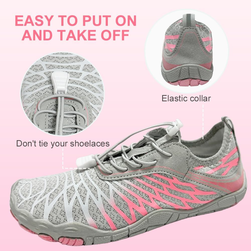 Hiking Footwear Barefoot Shoes Womens,Pro-Healthy&Non-Slip Water Shoe for Women Men, Wide Toe Running Shoes (PinkGreyA,11.5Women/10Men) - Image 5