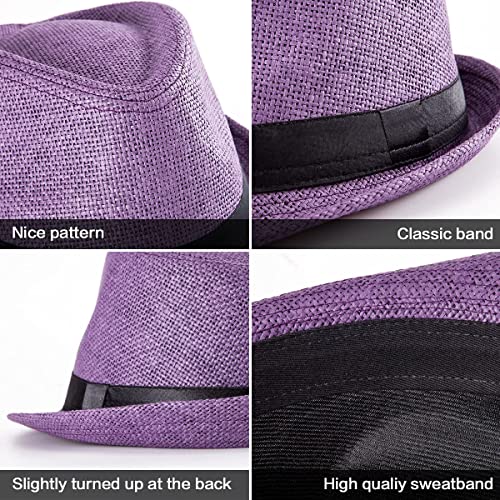 Image of LADYBRO Straw Trilby Fedora Hat for Men Women 1920s Wool Felt Panama 7 1 /4