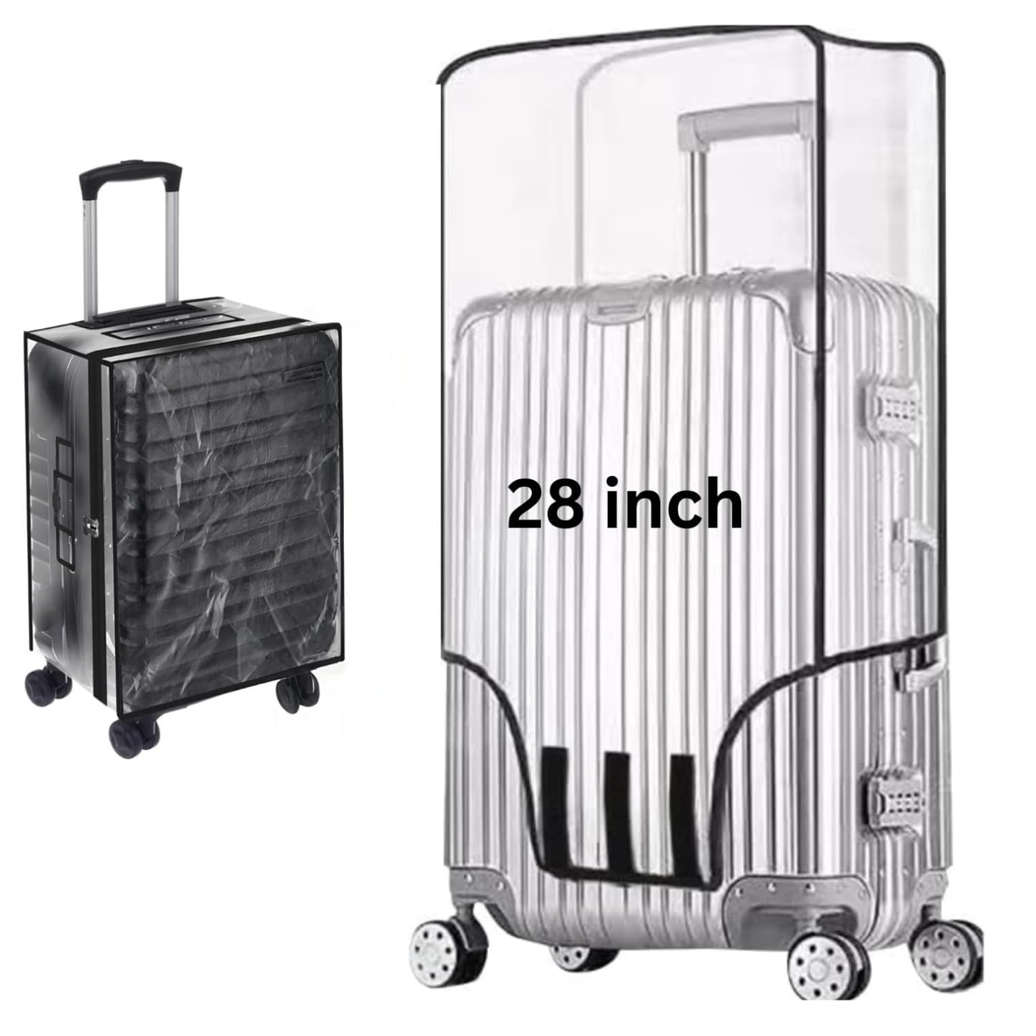 28 Inch Protective Trolley Bag Cover | Suitcase Bag Cover | Waterproof Dustproof Luggage Cover, Clear PVC Suitcase Covers Protectors (Transparent, 28 Inch)