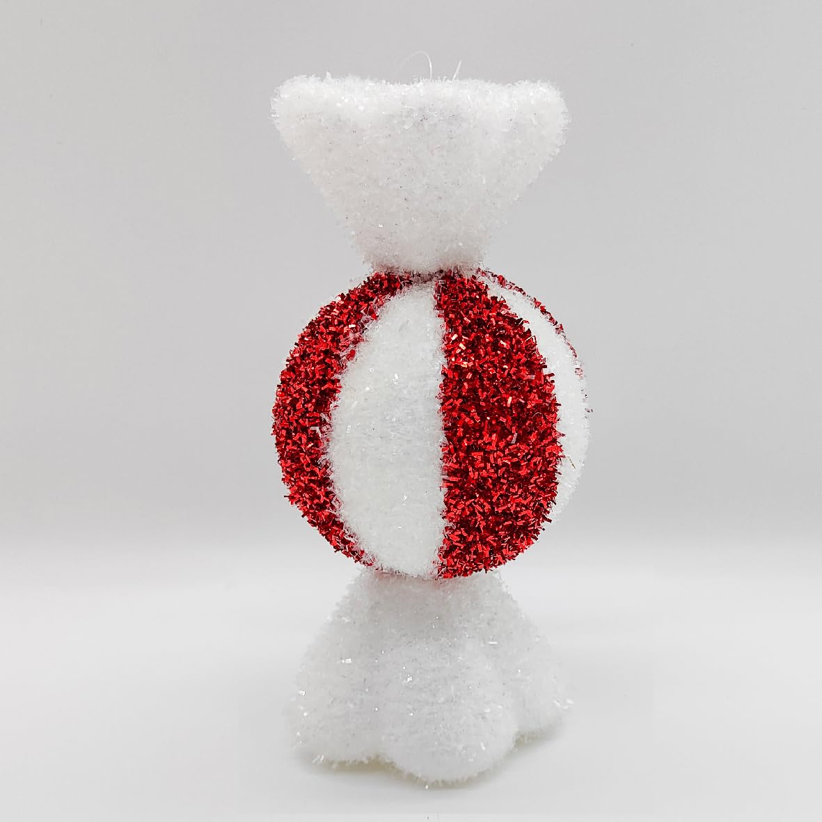 The Christmas Workshop Candy Cane Swirl Tinsel Decorations/Red and White Assorted Festive Christmas Tree Ornaments (1, Ball Sweet)