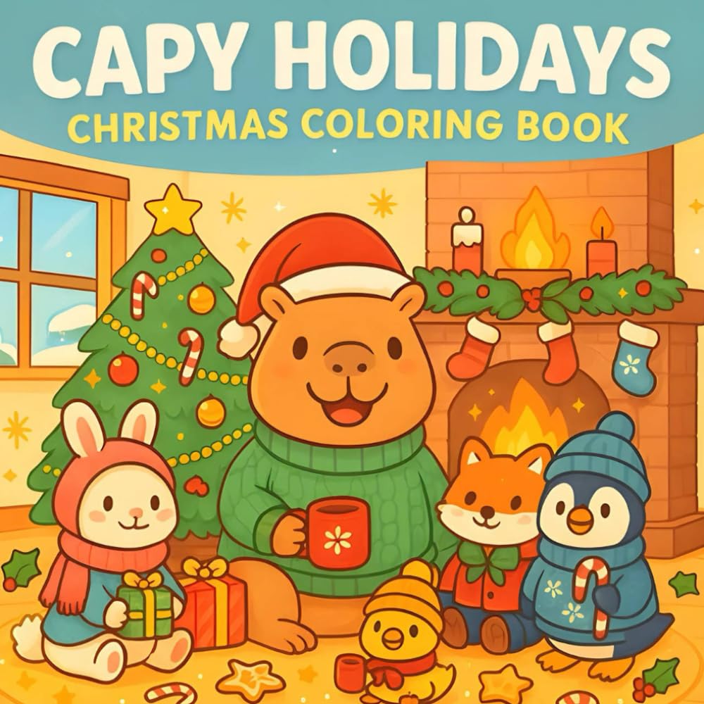 Capy Holidays: Christmas Coloring Book of Warm Cocoa, Soft Scarves, and Animal Cheer, for All Ages