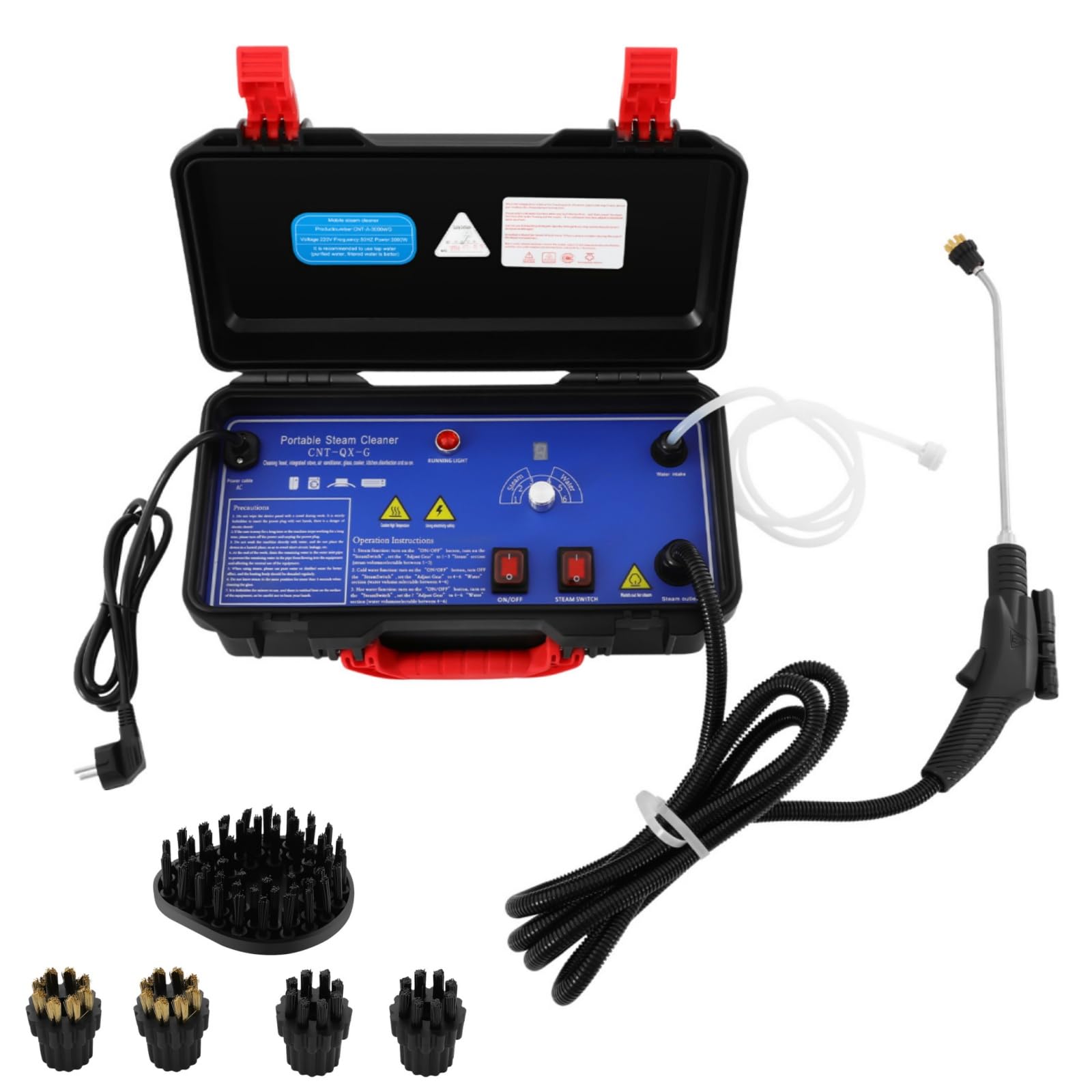 220V Tragbar Hochdruck Dampfreiniger, 100-130°C 3000W Haushalt KFZ Hochtemperatur Reinigungsmaschine Set Handheld Super Dekontamination Dampfreiniger Auto Dampf Reinigungsmaschine