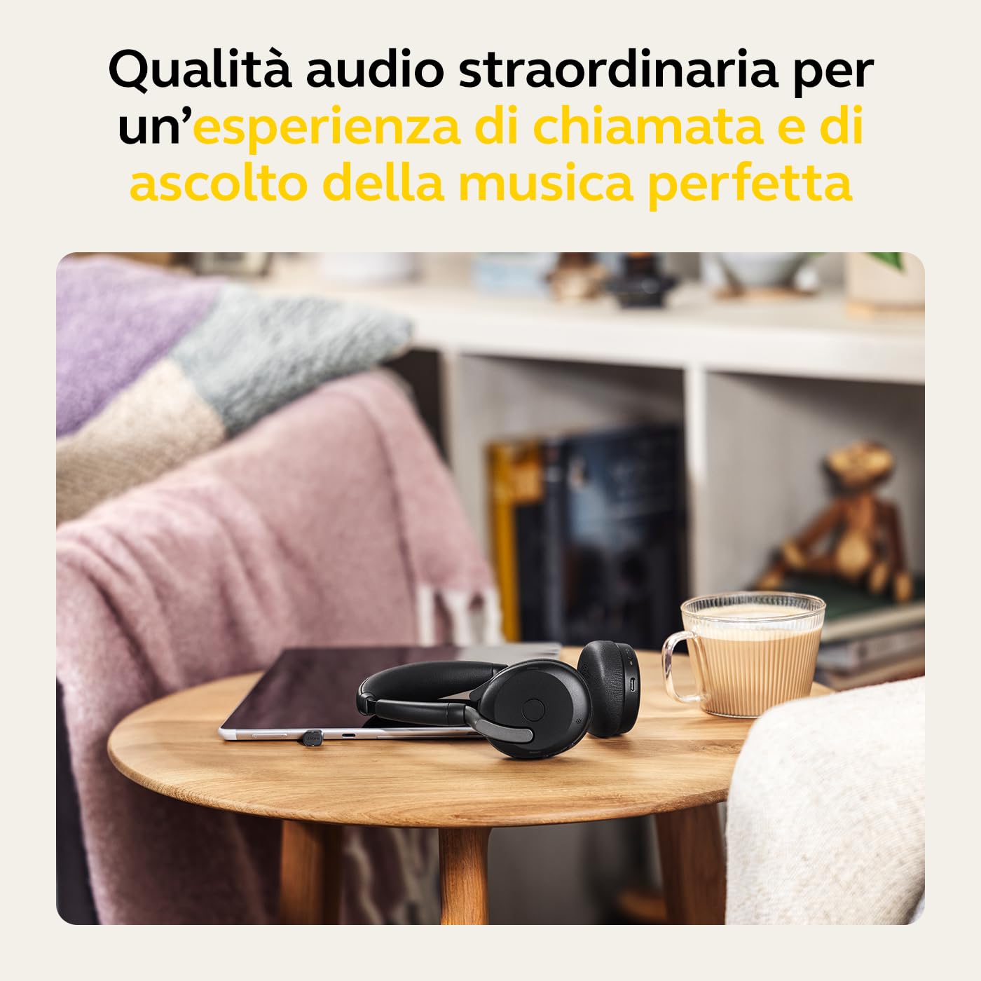 Jabra Evolve 2 65 Flex Cuffie Stereo Wireless Bluetooth, tecnologia di cancellazione del rumore Jabra ClearVoice e ANC ibrida Certificate per MS Teams Nero