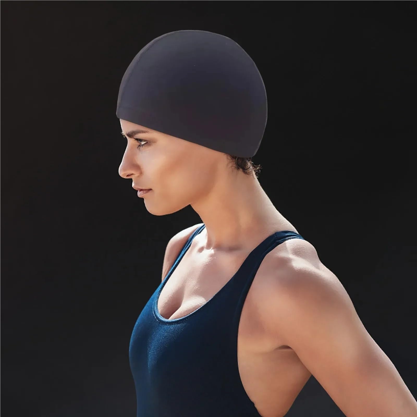 Gorro de natación Nailon elástico, Protectores oídos Pelo Largo, Gorro Piscina Delgado, Accesorios, 2 uds para Uso En Piscinas