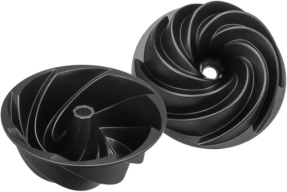 FORMA DE BOLO EM SILICONE ESPIRAL COM FURO NO MEIO PRETA 24CM PARA PUDIM E MOUSSE