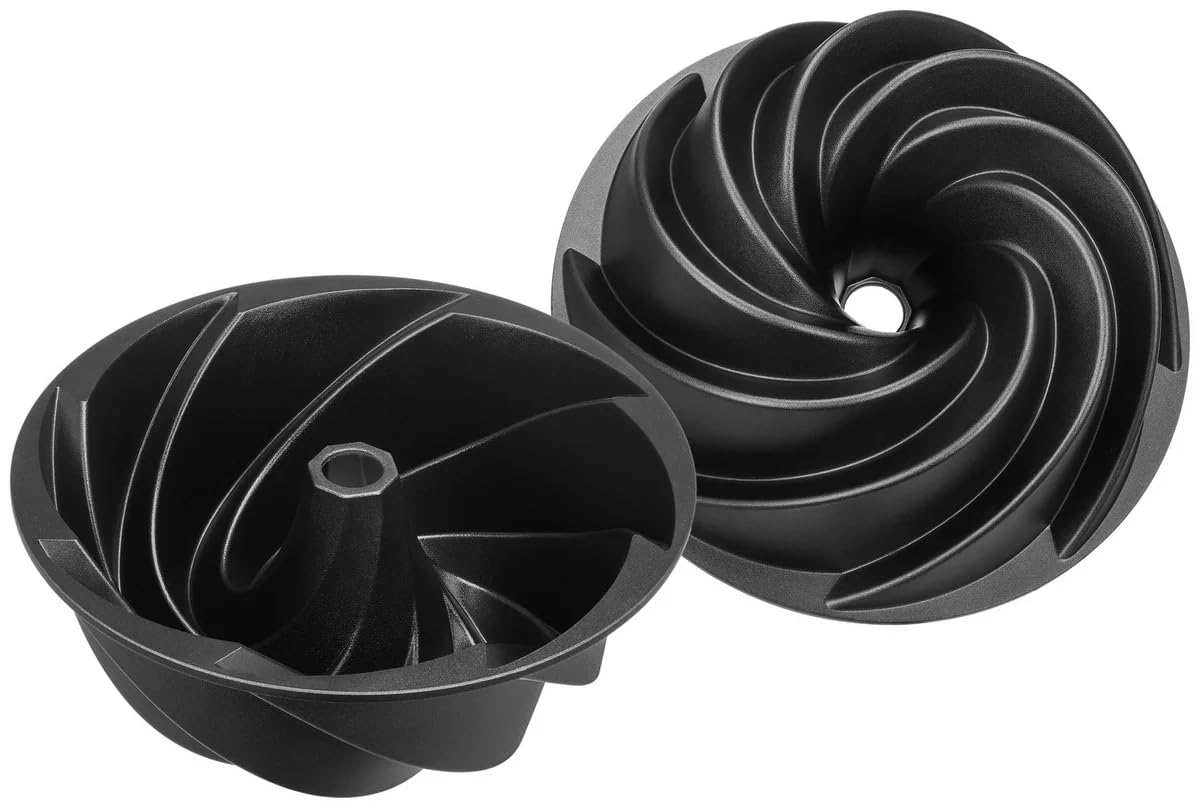 FORMA DE BOLO EM SILICONE ESPIRAL COM FURO NO MEIO PRETA 24CM PARA PUDIM E MOUSSE