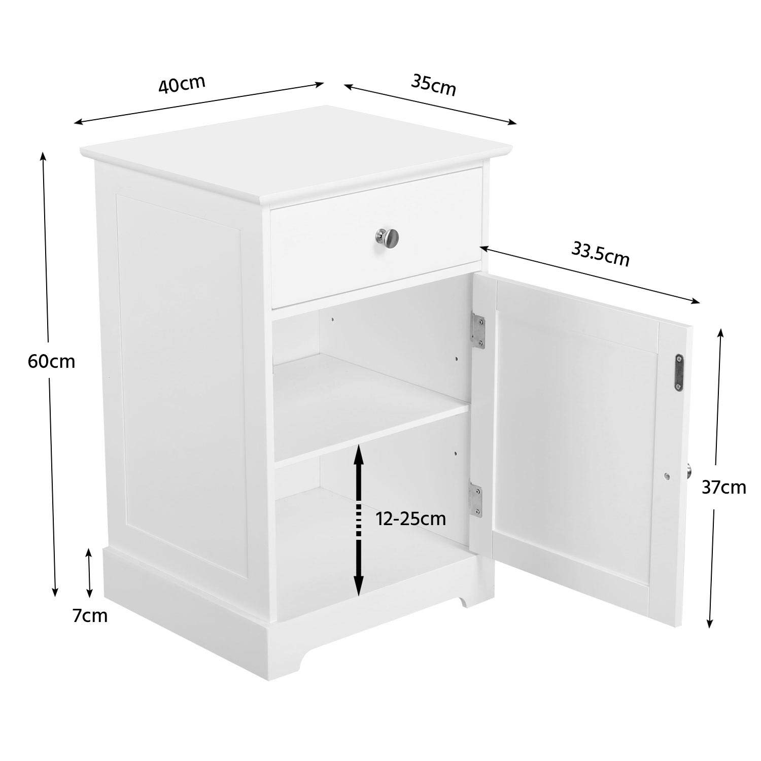 Yaheetech Set 2 Comodini Bianchi con Cassetto e Anta 40 × 35 × 60 cm | Armadietto Moderno Salvaspazio Compatto, Versatile Utilizzo Multi-Ambiente, Utilizzabile in Camera e Soggiorno Casa