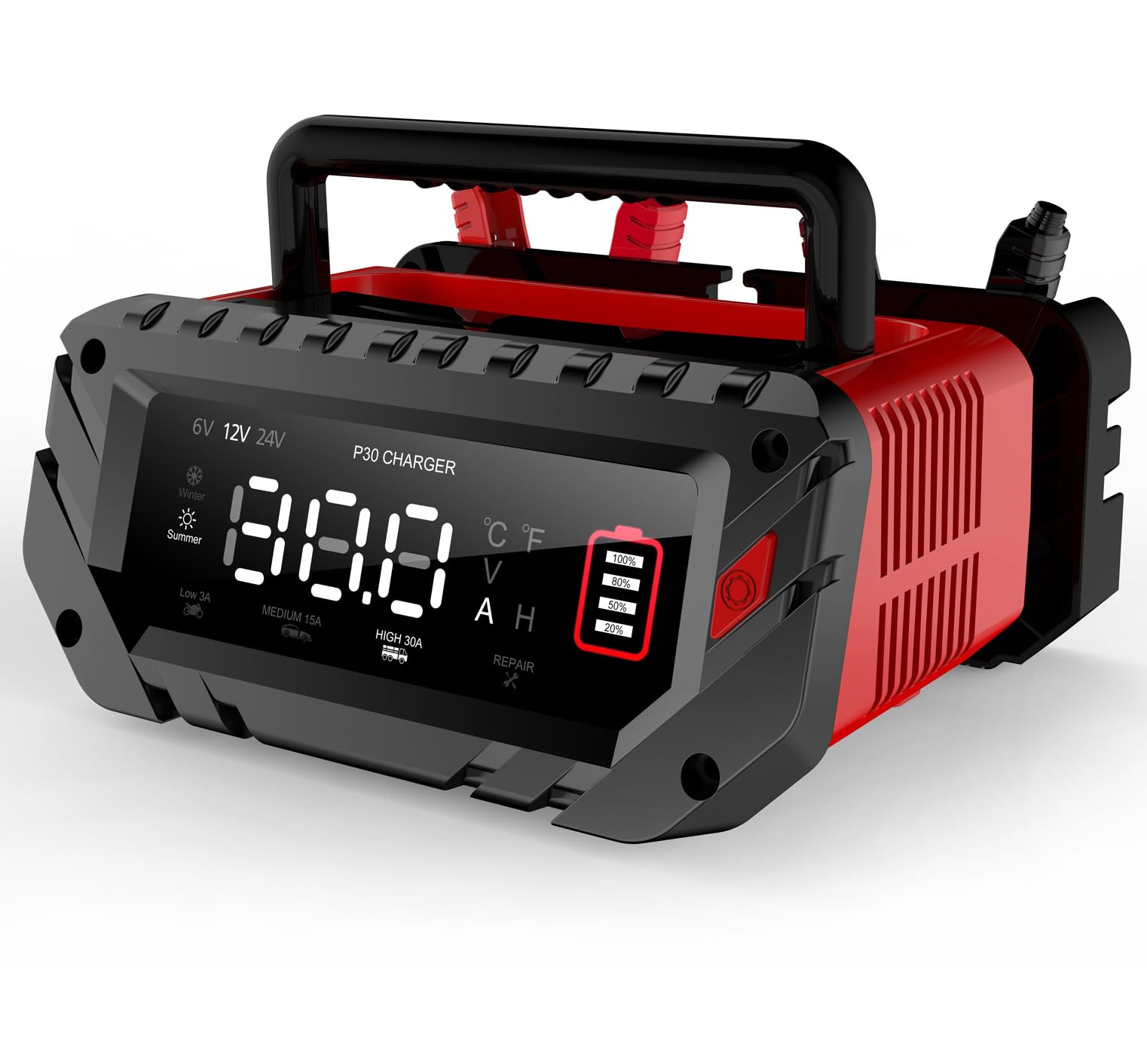 16-Amp Battery Charger, 12V 24V Lithium LiFePO4 Lead Acid Car Battery Charger 10-Stage Trickle Charger Smart Battery Maintainer w/Temp Compensation for Car Truck Lawn Mower Boat Marine — view 12