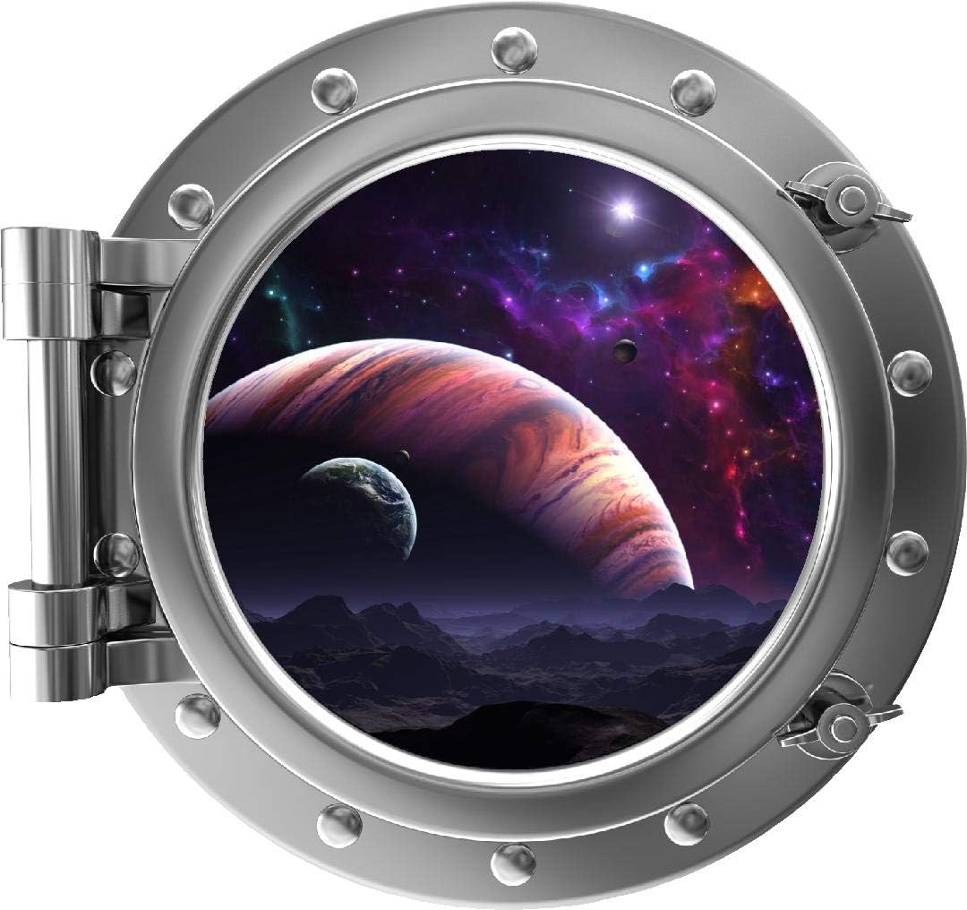 PortScape Jupiter and Moons 1 Instant Space Porthole Window Solar System Space Planets Galaxy Removable Vinyl Wall Mural Decal for Kids Room Decor 12 inch
