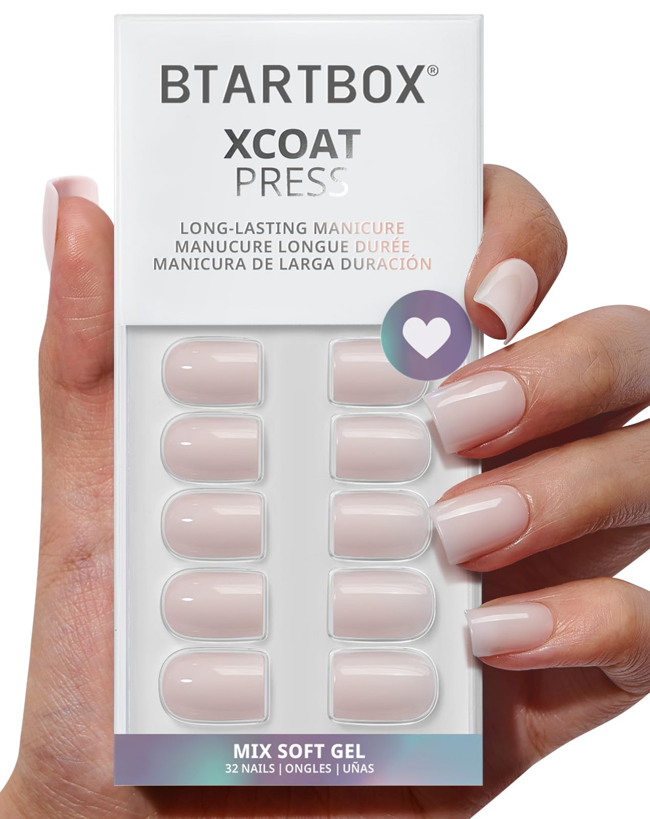 BTArtbox Press On Nails French Tips - 32 Pcs Short Square False Nails With Nail Glue and Adhesive Nail Tabs, No Fade Out Stick On Nails in 16 Sizes, Soft Gel Fake Nail for Women, Classic White — view 64