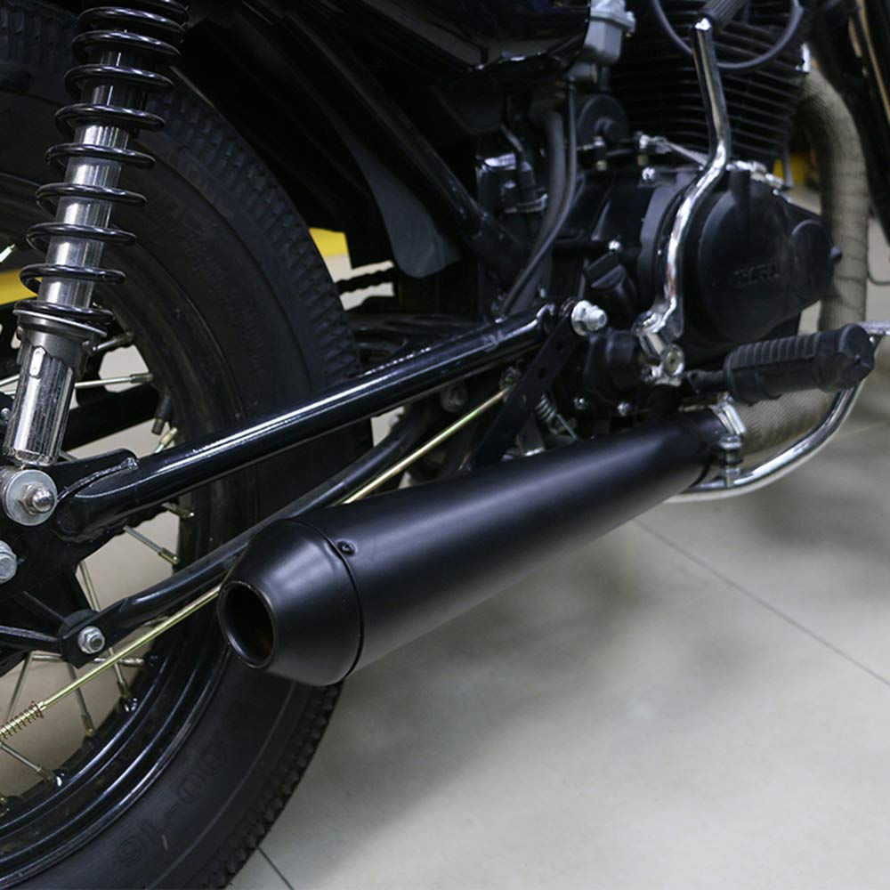 Moto Marmitta Tubo di scarico per 35mm 38mm 41mm 43mm 45mm per Chopper Cruiser Bobber Old School Cafe Racer (Nero)