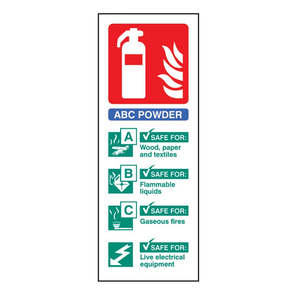 Fireshield Abc Powder Fire Extinguisher Id Sign Portrait - Self Adhesive Vinyl - 200Mm X 75Mm