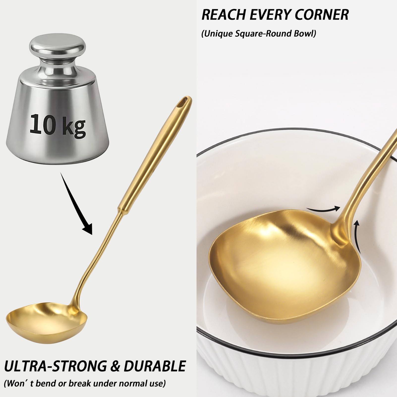 Gold Soup Ladle - 316 Stainless Steel Serving Spoon -4
