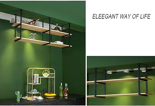 Miniatura 6 de Shelves Ceiling Hanging Floating Shelves - Wall Mounted Plant Stand, Industrial Vintage Solid Wood Storage Rack, for RestaurantBar Display Stand(120