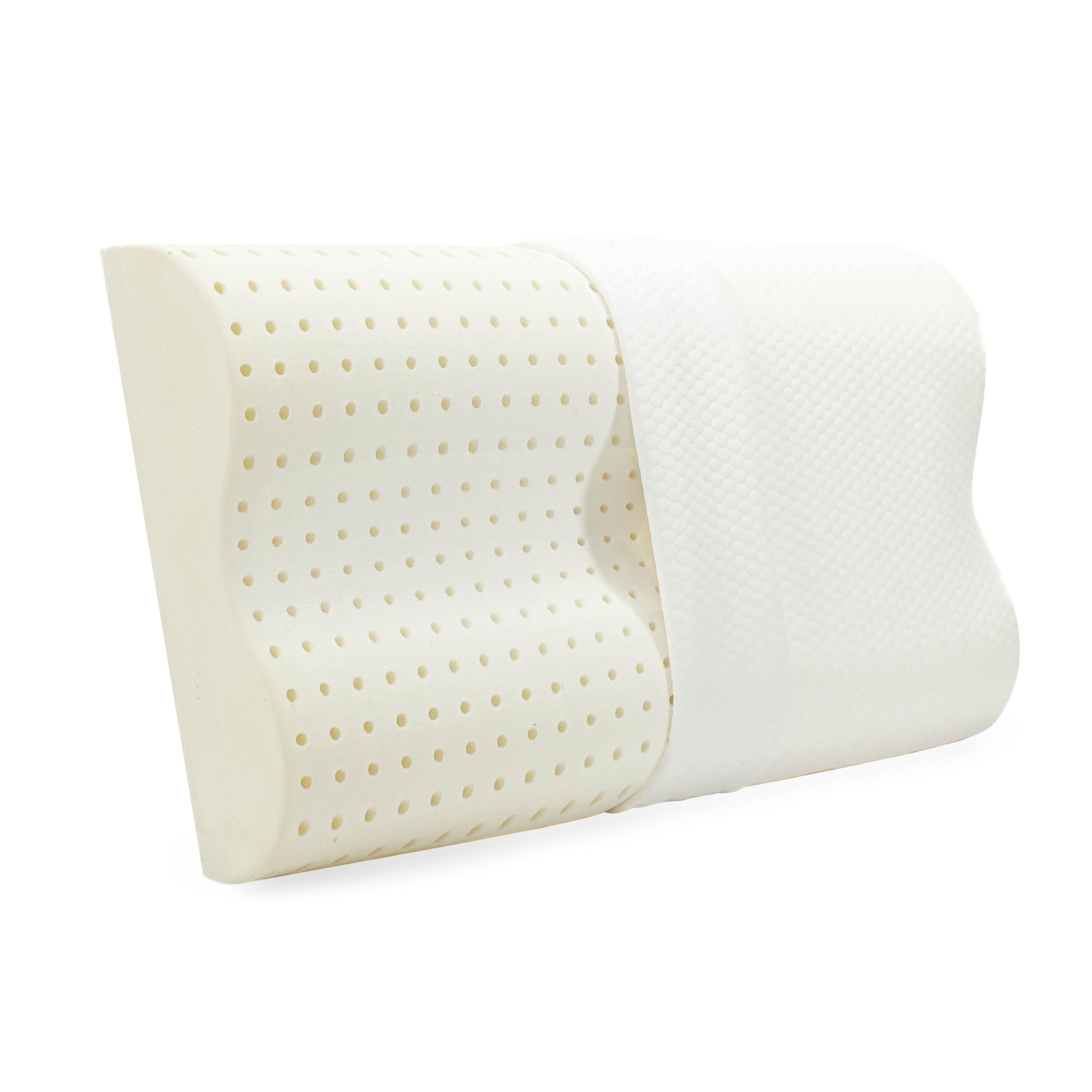 Aurora Bedding Almohada Cervical para Dormir de Espuma Viscoelástica Perforada Doble Onda Transpirable Refrescante, 41 x 72 x 11/13 cm