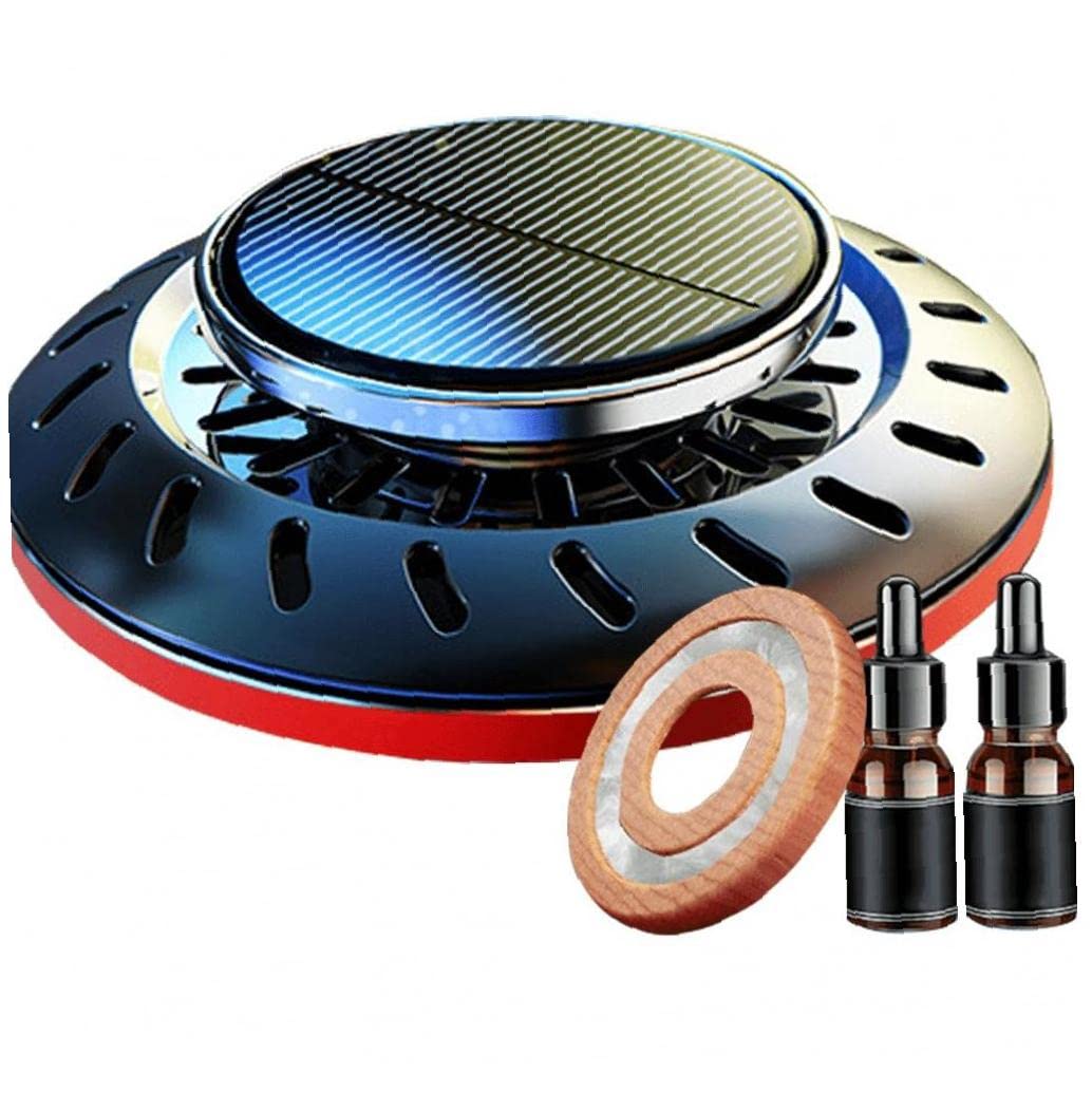 PiniceCore Car Air Fresheners, Solar Car Aroma Diffuser Car Interior Accessories,Solar Rotating Cologne Aromatherapy Essential Oil Diffuser Fragrance (red)