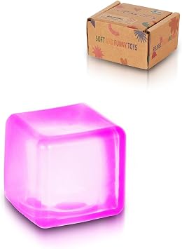 Ice Cube Stress Balls Gift Set, 1PCS Colorful Squishy Fidget Cube Toys for Kids & Adults, Soft Sensory Squeeze Toys for Stress & Anxiety Relief, Gift Box Packaging  3.5cm Purple