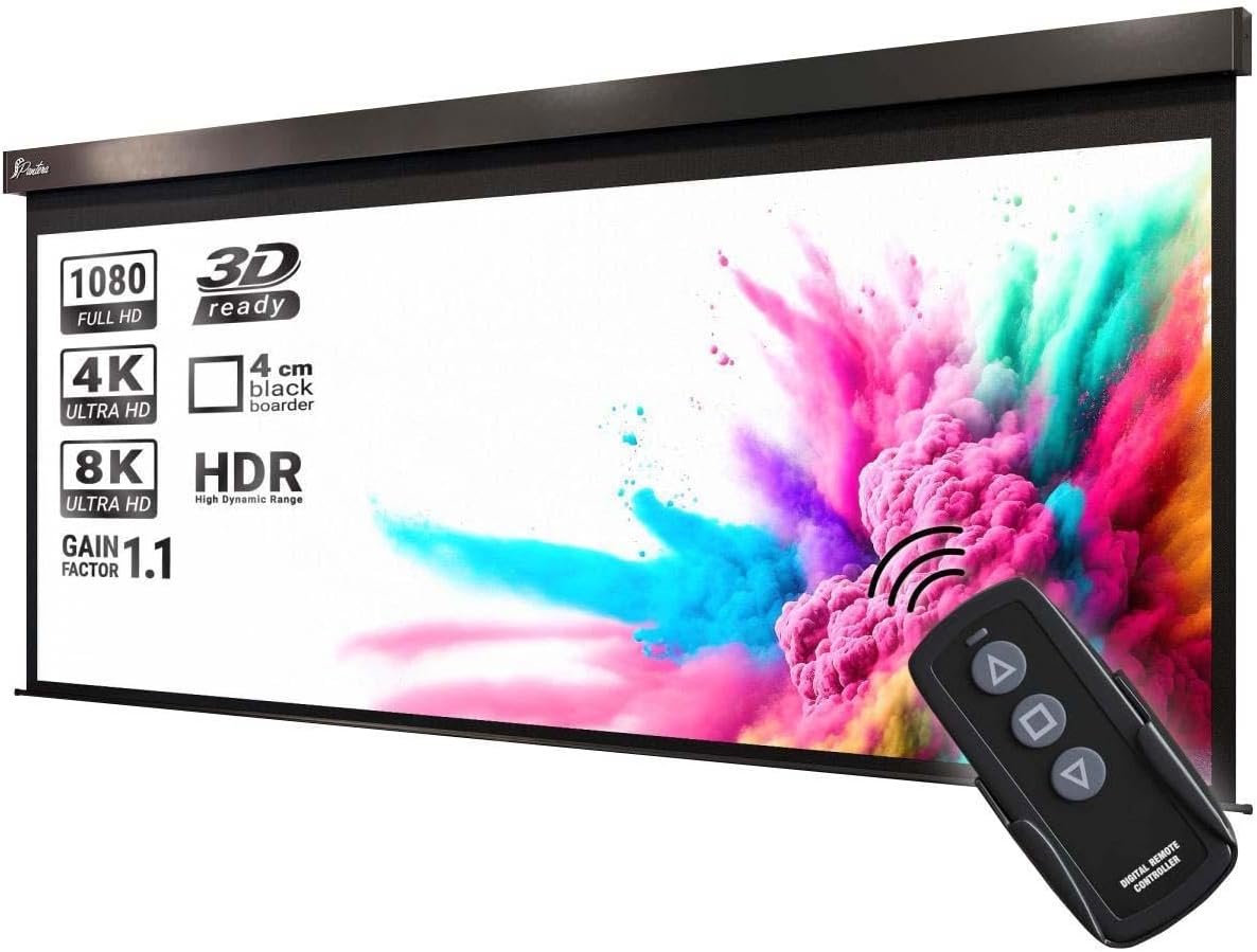 Pantera | Motor-Leinwand | 108 Zoll | 240 x 135 cm | 16:9 | Elektrisch | 4K/8K Ultra HDR 3D | Elektrische Beamer Leinwand | Projektions-Bildschirm | Projektor Leinwand | Knitterfest