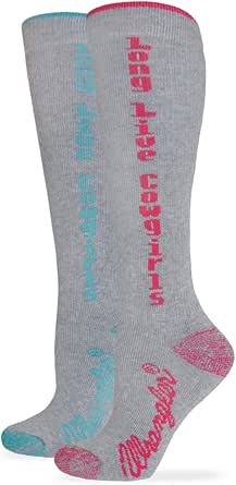 Wrangler Women's Angora Blend Cushioned Knee High Boot Socks – 2 Pair Pack