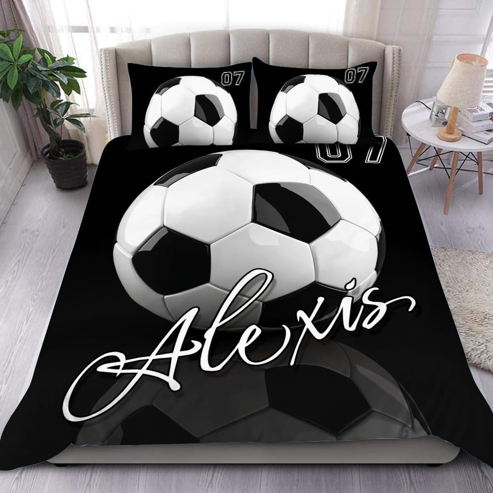 Customize Football Bedding Set - Full Comforter, Twin Size, Boys' Soccer Team Gift, Multi-sizes
