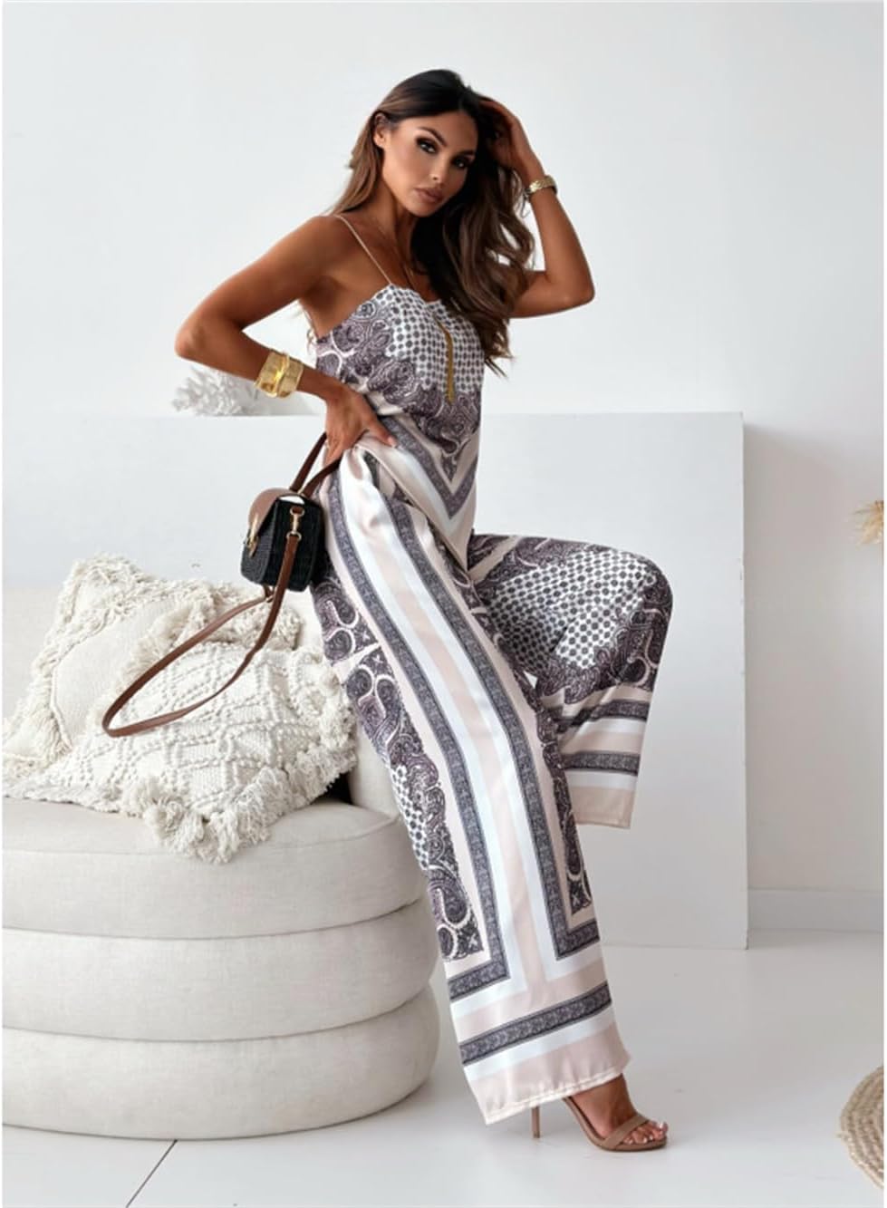 ksotutm Womens Paisley Print 2 Piece Outfits Sleeveless Cami Top Going Out Wide Leg Pants Boho Summer Beach Vacation Set - Image 4