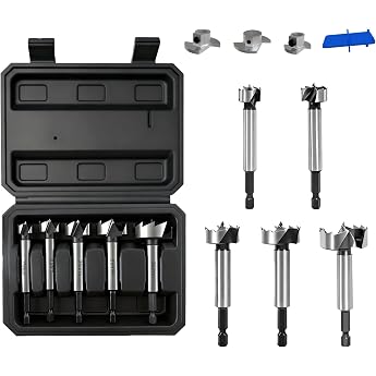 CSOOM Forstner Drill Bit for Woodworking - 5 Pieces Forstner Bit Wood Drill for Holes Hinge Cutter for Hardwood Plastic Plywood
