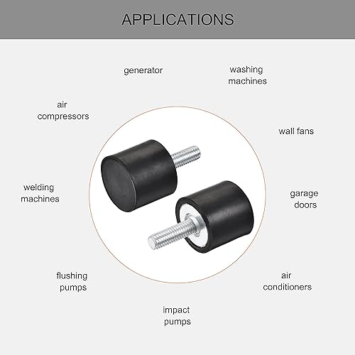 Miniatura 9 de uxcell Soportes de goma M8, 4 unidades de rosca macho aislador de vibraciones amortiguador, para motor de garaje, compresor de aire, bobinas de