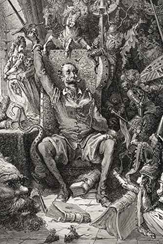 Engraving By Gustave Dore 1832-1883 French Artist And Illustrator Of Don Quixote Amongst His Books In His Library From Don Quixote By Miguel De Cervantes Saavedra Poster Print (11 x 17)