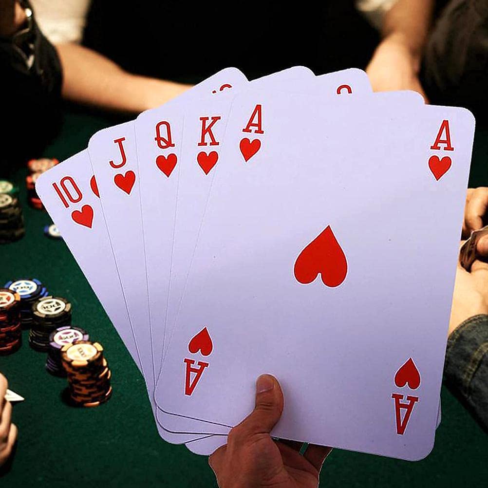 54 karty do gry Jumbo Super Big Giant, fantastyczne karty do gry w pokera, duże karty do gry na rodzinne imprezy, wieczory pokerowe, do wnętrz, na zewnątrz, do ogrodu,